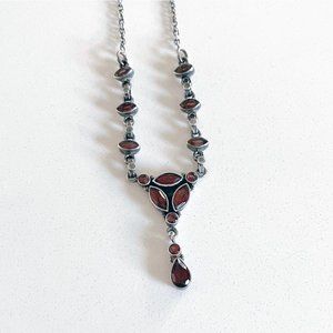 Vintage Garnet teardrop dangling necklace